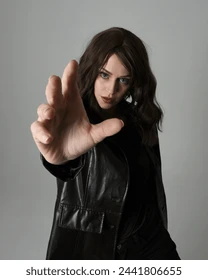 woman reaching for camera